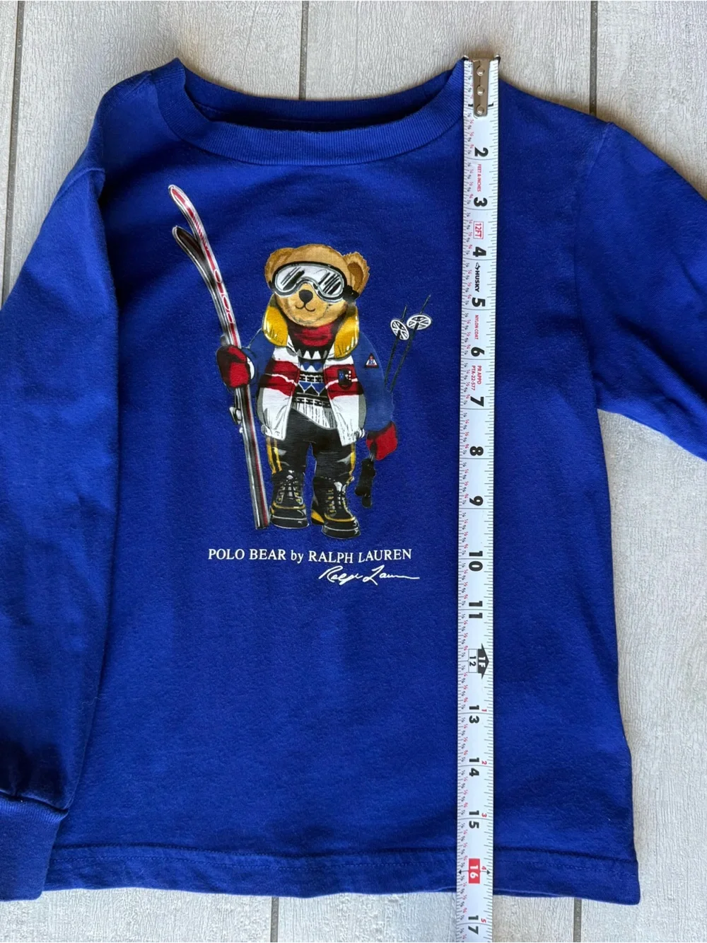 Polo Bear by Ralph Lauren Blue Ski Bear Graphic Long Sleeve Tee 3T Unisex Preppy